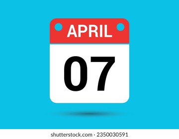 April 7 Calendar Date Flat Icon Day 7 Vector Illustration