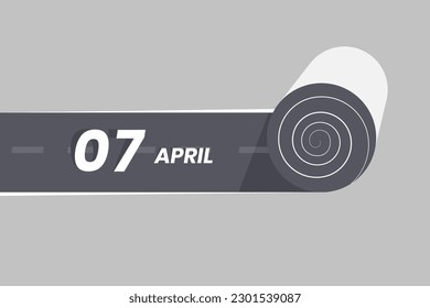 April 7 calendar icon rolling inside the road. 7 April Date Month icon vector illustrator.