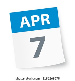 April 7 - Calendar Icon - Vector Illustration