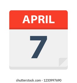 April 7 - Calendar Icon - Vector Illustration