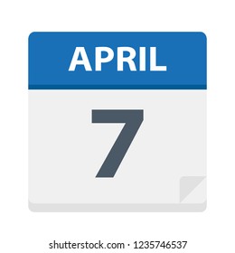 April 7 - Calendar Icon - Vector Illustration