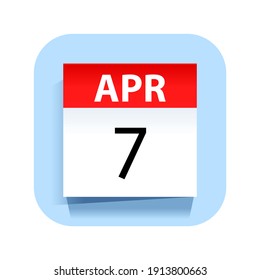 April 7. Calendar Icon. Vector Illustration.