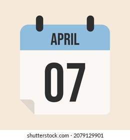 7. April, einfacher Kalender, Vektorgrafik