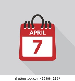 7 de abril Ícone calendário ilustração vetorial.