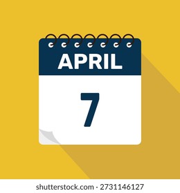 ícone de calendário de 7 de abril ilustração vetorial com design