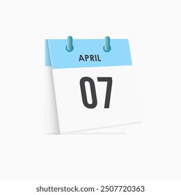April 7 - calendar and Time planner. Daily Calendar Icon reminder. Vector Illustration.