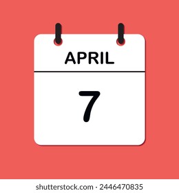 April 7. Daily Calendar icon for design. Simple design for business brochure, flyer, print media, advertisement. Easily editable.