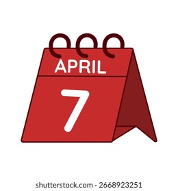 7 de abril vetor do calendário da mesa no fundo branco
Ícone simples de calendário vermelho vetorial