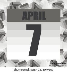 April 7 icon. For planning important day. April 7th. Banner for holidays and special days. Vector Illustration.