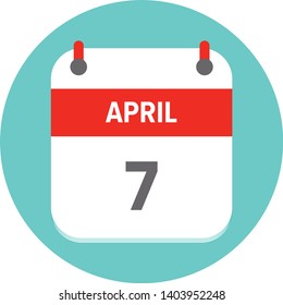 April 7. Vector flat daily calendar icon. Date and time, day, month. Holiday. - Vector