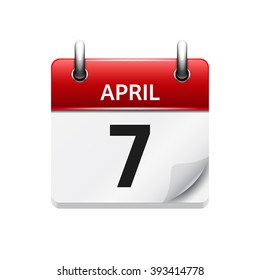 April 7. Vector flat daily calendar icon. Date and time, day, month. Holiday.