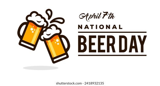 april 7th national beer day with Craft Beer glass and malt Brewery label logo design vector illustration. Liquor logo for pub and bar club