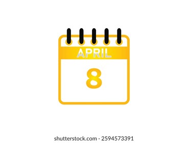 April 8 Calendar Icon – Event Reminder, Date Planner, Schedule