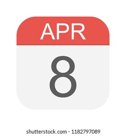 April 8 - Calendar Icon - Vector Illustration