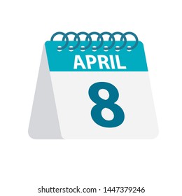 April 8 - Calendar Icon - Vector Illustration