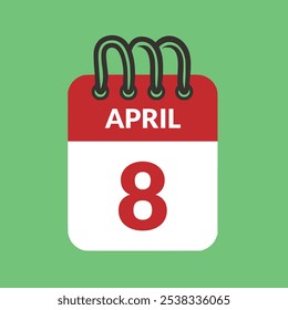 Abril 8 Ilustración vectorial de iconos de calendario.