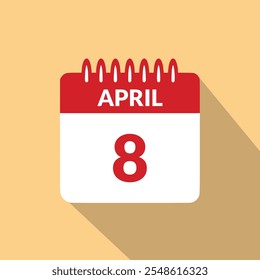 Abril 8 Ilustración vectorial de iconos de calendario.