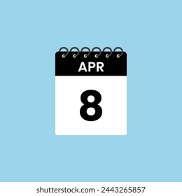 Erinnerung an den 8. April. 8. April Datum Monat Kalender Symbol Design-Vorlage.