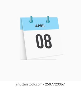 April 8 - calendar and Time planner. Daily Calendar Icon reminder. Vector Illustration.