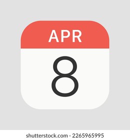 April 8 icon isolated on background. Calendar symbol modern, simple, vector, icon for website design, mobile app, ui. Vector Illustration