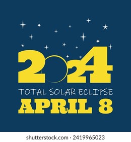 April 8th 2024 total solar eclipse illustration