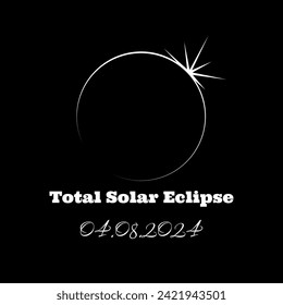 April 8th 2024 total solar eclipse illustration