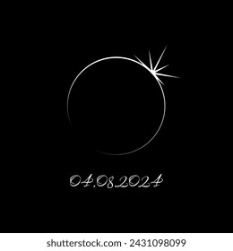 April 8th 2024 total solar eclipse illustration	