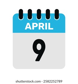 april 9 calendar date icon Vector design Illustration Background.