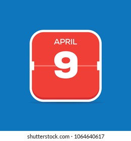 April 9 Calendar Flat Icon