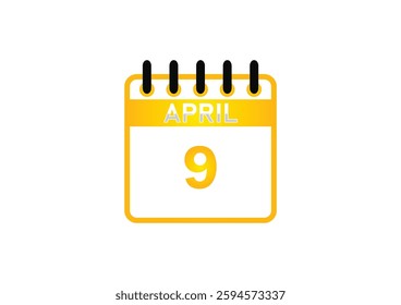 April 9 Calendar Icon – Event Reminder, Date Planner, Schedule