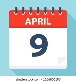 April 9 - Calendar Icon - Vector Illustration