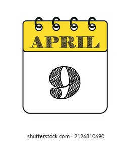 April 9 calendar icon. Vector illustration in flat style.