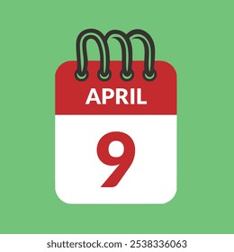 April 9 Calendar icon vector illustration.