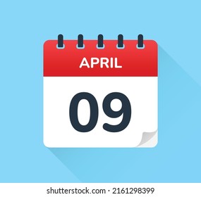 April 9 date on calendar vector