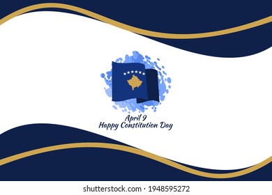 9 de abril, feliz Día de la Constitución de Kosovo. Adecuado para tarjeta de saludo, afiche y banner