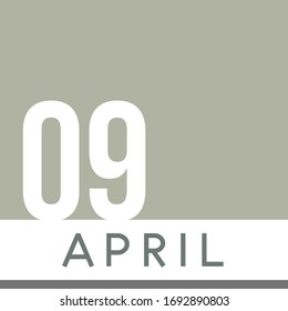 April 9th Minimal Calendar Neutral Color. Vector illustration