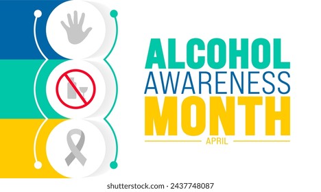 April ist Alkohol Awareness Month Hintergrundvorlage. Urlaubskonzept. Verwenden Sie, um Hintergrund-, Banner-, Plakat-, Karten- und Poster-Design-Vorlage mit Textinschrift und Standardfarbe zu verwenden. Vektor