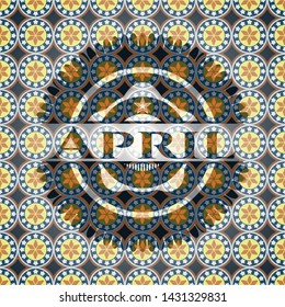 April arabic style badge. Arabesque decoration.