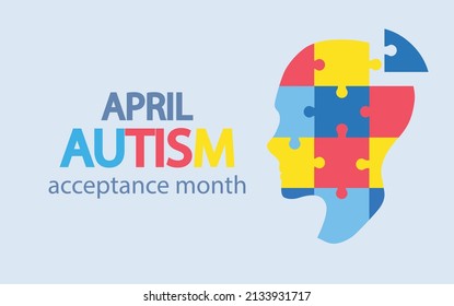 April autism acceptance awareness month vector illustration.