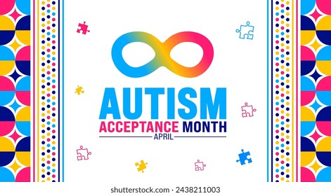 April is Autism Acceptance Month background template. Holiday concept. use to background, banner, placard, card, and poster design template with text inscription and standard color. vector