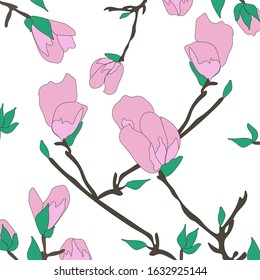 April background isolated vector illustration. Blooming cherry. Garden flower.