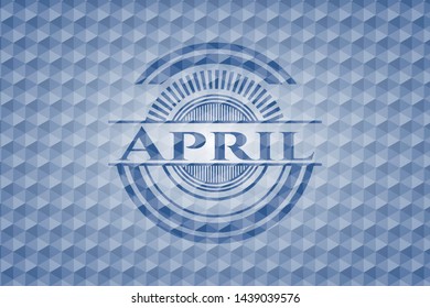 April blue badge with geometric pattern. Vector Illustration. Detailed.