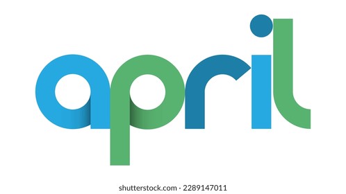 Banner de tipografía de vector azul y verde de ABRIL