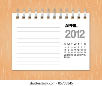 April calendar 2012 on wood background