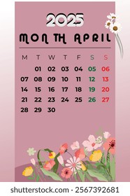 APRIL CALENDAR DESIGN GRAPHIC VECTOR AND ILLUSTRATION