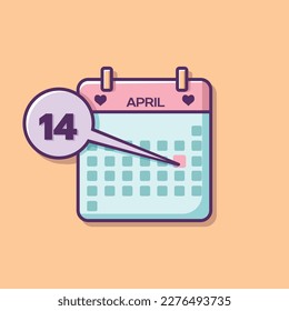 Calendario de abril en forma de dibujo vectorial, indicando cada día.