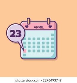 April calendar in the form of a vector drawing, indicating each day.