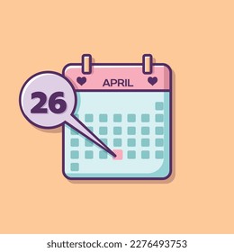 April calendar in the form of a vector drawing, indicating each day.