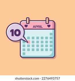 April calendar in the form of a vector drawing, indicating each day.