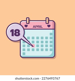 Calendario de abril en forma de dibujo vectorial, indicando cada día.